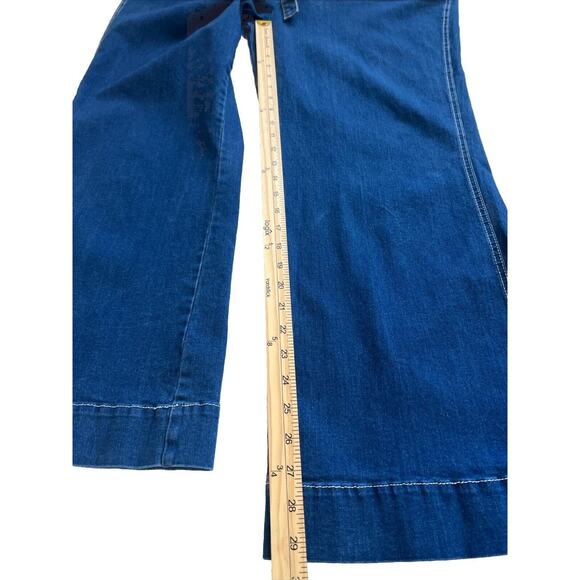 ModCloth Jeans Womens 16 Daydream Wide Flare Denim Back Zip Pockets Boho Retro - Picture 9 of 11